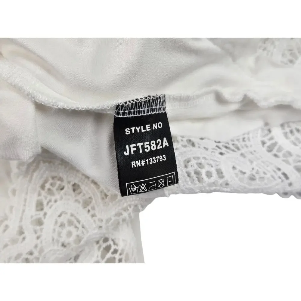 Womens Pol White Tunic Top Size Small Victorian Romantic Flowy Shirt Blouse - Picture 5 of 6